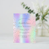 Birthday regenbow roos gouddiamantroze uitnodiging (Staand voorkant)