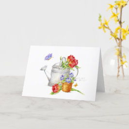 Birthday Religious Tulip Watering Can Card Kaart