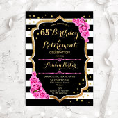 Birthday & Retirement Party - Black roze Gold Kaart