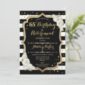 Birthday & Retirement Party - Black White Gold Kaart (Staand voorkant)