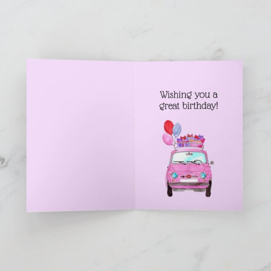  Birthday Retro 500 waterverf Kaart (Binnen)