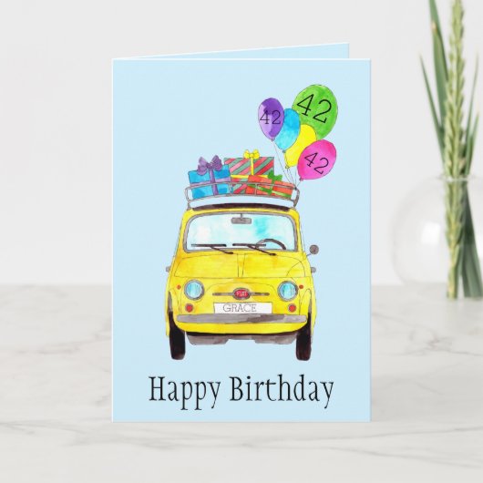  Birthday Retro 500 waterverf Kaart (Voorkant)