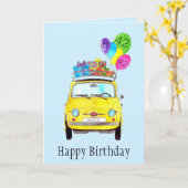  Birthday Retro 500 waterverf Kaart (Gele Bloem)