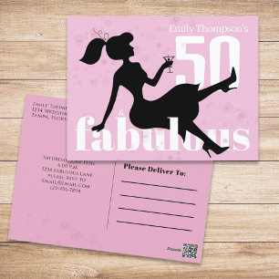 Birthday Retro 50 en Fabulous Martini Cocktail Briefkaart