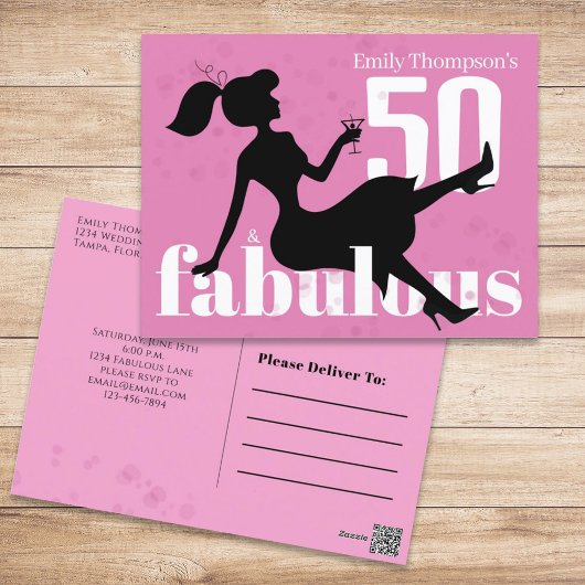 Birthday Retro 50 en Fabulous Martini Cocktail Briefkaart