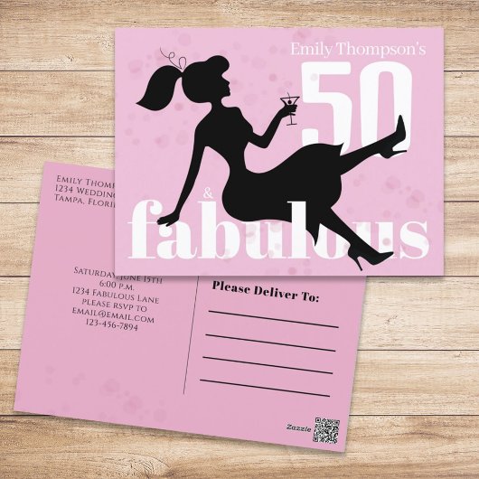 Birthday Retro 50 en Fabulous Martini Cocktail Briefkaart