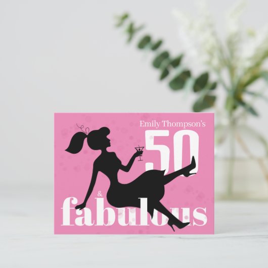 Birthday Retro 50 en Fabulous Martini Cocktail Briefkaart (Staand voorkant)