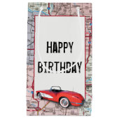 Birthday Retro Buick on Map Small Gift Bag Klein Cadeauzakje (Voorkant)