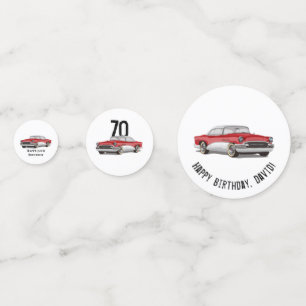 Birthday Retro Red en White Buick Confetti