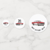 Birthday Retro Red en White Buick Confetti (Voorkanten)