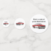 Birthday Retro Red en White Buick Confetti (Achterkanten)