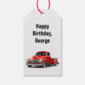 Birthday Retro Red Truck Gift Labels Cadeaulabel (Voorkant)