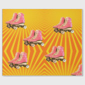 Birthday Retro Roller Schaats Oranje Sunbeam  Cadeaupapier (Vlak)