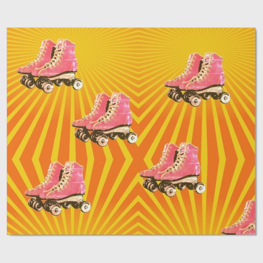 Birthday Retro Roller Schaats Oranje Sunbeam  Cadeaupapier (Vlak)