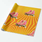 Birthday Retro Roller Schaats Oranje Sunbeam  Cadeaupapier (Uitgerold)