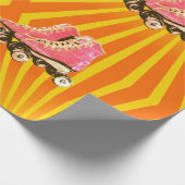 Birthday Retro Roller Schaats Oranje Sunbeam  Cadeaupapier (Hoek)