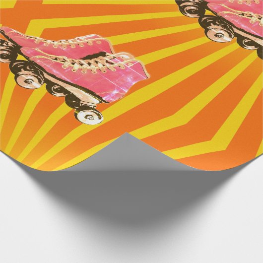 Birthday Retro Roller Schaats Oranje Sunbeam  Cadeaupapier (Hoek)
