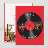 Birthday Retro Vinyl Record Rock Music Guitar Kaart (Voorkant / Achterkant)