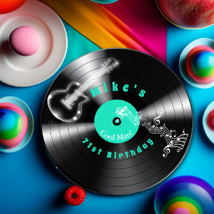 Birthday Retro Vinyl Record Rock Music Guitar Papieren Bordje