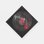 Birthday Retro Vinyl Record Rock Music Red Guitar Servet (Hoek)