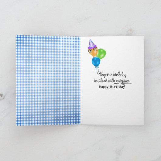 Birthday Ribbons en ballonnen Kaart (Binnen)