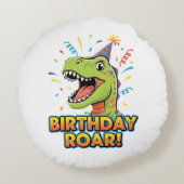 Birthday Roar Cute Dinosaur Birthday Party Design Rond Kussen (Achterkant)