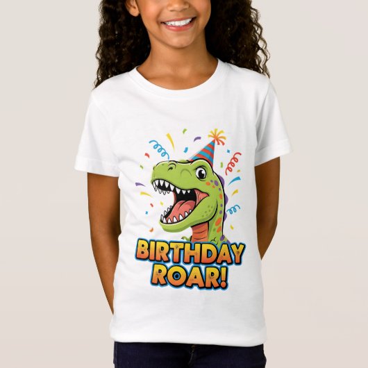 Birthday Roar Cute Dinosaur Birthday Party Design T-shirt (Voorkant)