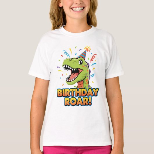 Birthday Roar Cute Dinosaur Birthday Party Design T-shirt (Voorkant)