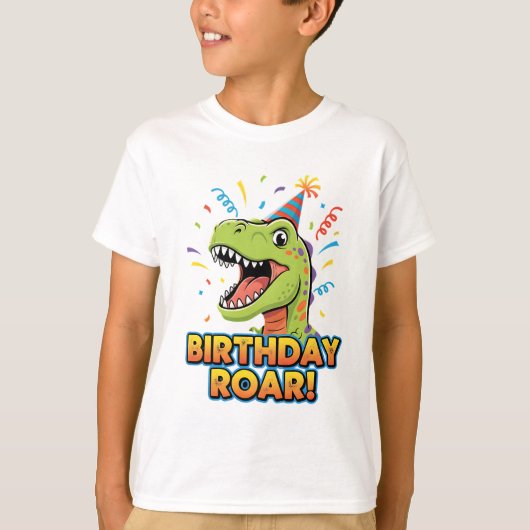 Birthday Roar Cute Dinosaur Birthday Party Design T-shirt (Voorkant)