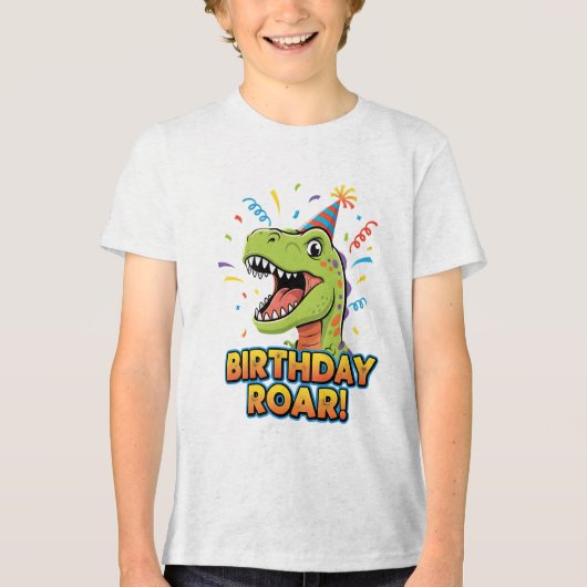 Birthday Roar Cute Dinosaur Birthday Party Design Tri-Blend Shirt (Voorkant)