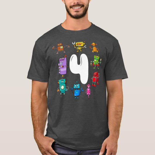 Birthday Robot Age 4th Birthday T-shirt (Voorkant)