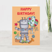Birthday Robot Kaart (Voorkant)