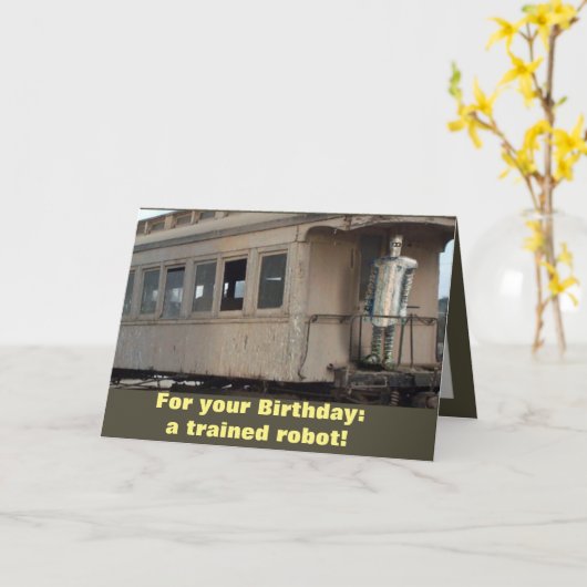 BIRTHDAY ROBOT PUN beroemd gemaakt door Jetpackcor Kaart (Gele Bloem)