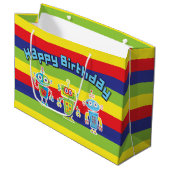 Birthday Robots Large Gift Bag Large Cadeautasje (Voorkant Gekanteld)