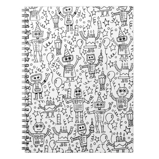 Birthday Robots Notitieboek (Voorkant)
