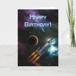 Birthday Rocketship Kaart
