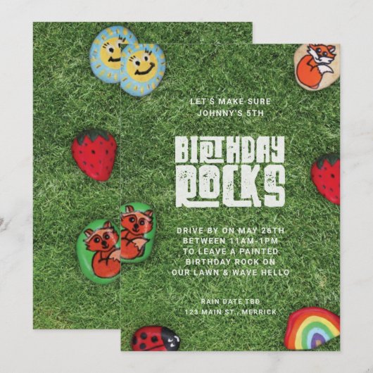 Birthday Rocks Kind Coronavirus Birthday Car Parad Kaart (Voorkant / Achterkant)