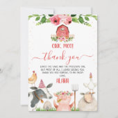Birthday Rode Barn Farm Animals Dank je wel Kaart (Voorkant)