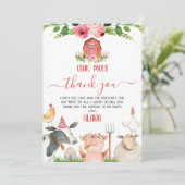 Birthday Rode Barn Farm Animals Dank je wel Kaart (Staand voorkant)