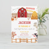 Birthday Rode Boerderij Kaart (Staand voorkant)