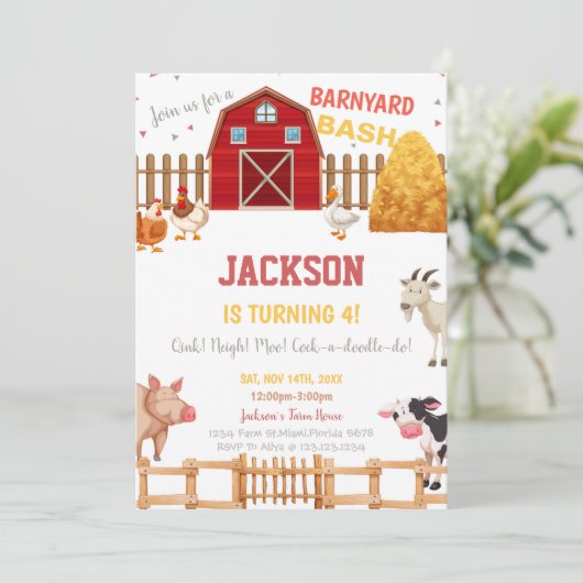 Birthday Rode Boerderij Kaart (Staand voorkant)