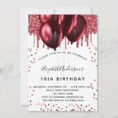 Birthday rode witte glitterballonnen kaart (Voorkant)