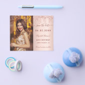 Birthday roos foto QR glam budget Save the Date Flyer (Enkel)
