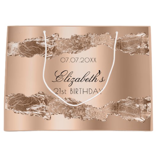 Birthday roos gold agate name elegant groot cadeauzakje (Voorkant)