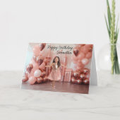 Birthday Roos Gold Backdrop Foto Kaart (Voorkant)