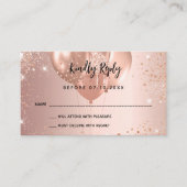 Birthday roos gold ballonnen RSVP Informatiekaartje (Voorkant)