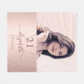 Birthday roos gold blush fotonaamscript fleece deken (Voorkant (Horizontaal))