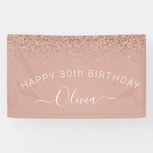 Birthday Roos Gold Blush Pink Glitter Girly Spandoek (Horizontaal)