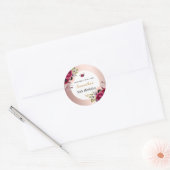 Birthday roos gold burgundy florale elegant ronde sticker (Envelop)