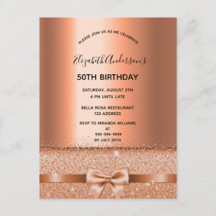 Birthday roos gold elegant-uitnodiging briefkaart